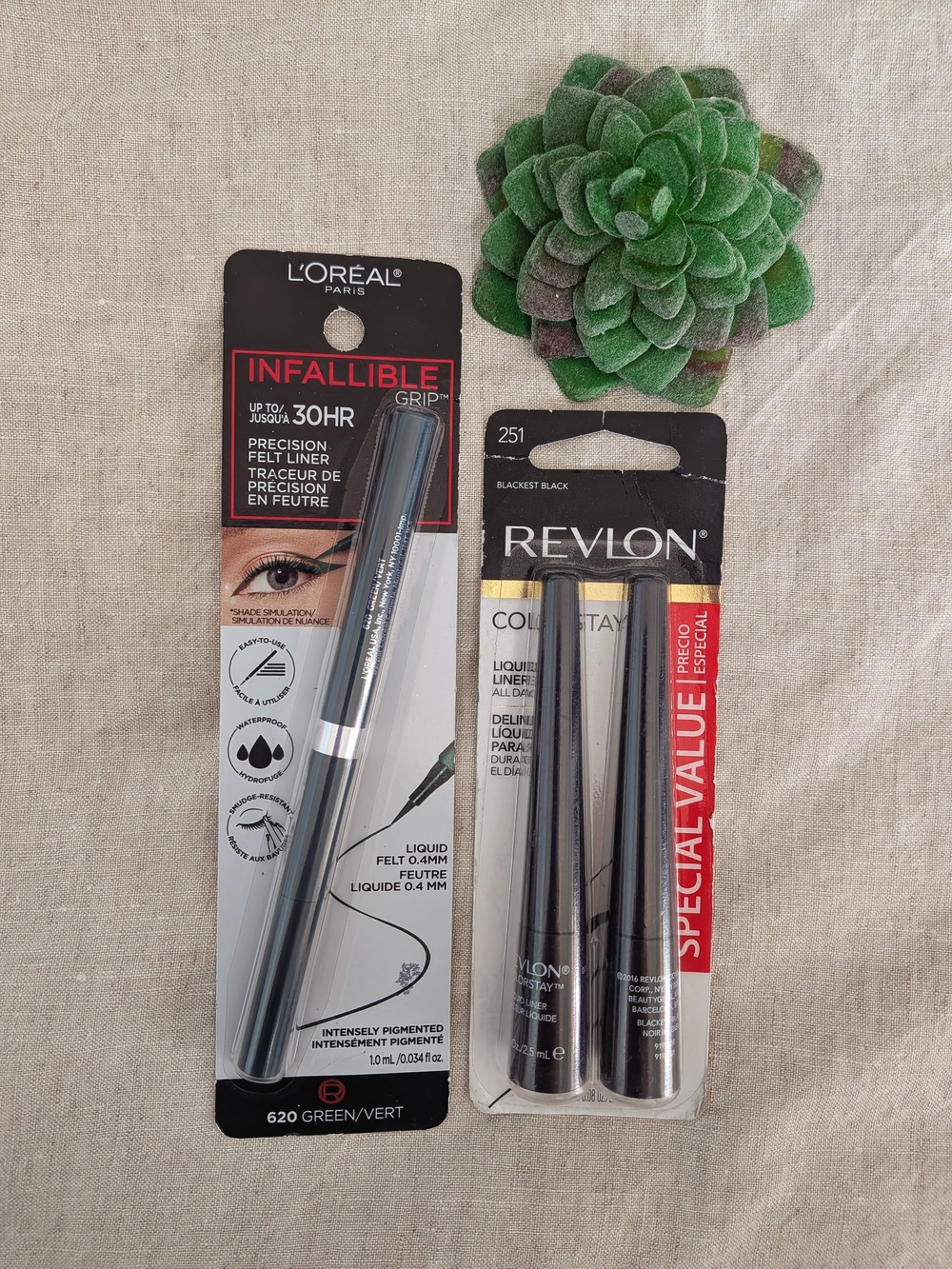 🌸 L’Oréal Infallible Green Eyeliner + Revlon ColorStay Black Liquid Liner DUO
